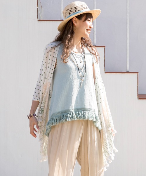 チャイハネ（チャイハネ）の「【チャイハネ】ホーリーUVカーディガン（カーディガン/ボレロ・レディース・ホワイト/ピンク/オレンジ/ブルー/グリーン・FREE）」の2枚目の写真