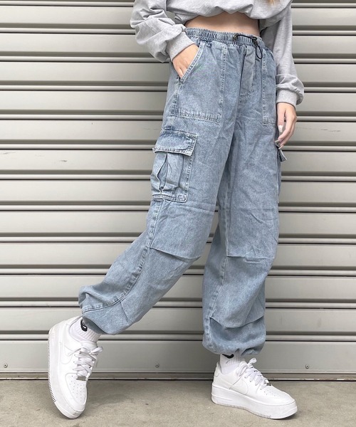 shopnikoniko(ショップニコニコ)の「バルーンシルエット イージー カーゴパンツ ワイド 韓国(カーゴパンツ・レディース・ブラック/カーキ/ホワイト/ピンク/グリーン/ブラック系その他/ブルー/カーキ系/ダークグレー/ブルー系その他/ブルー系その他2/アイボリー/カーキ系1/ベージュ・フリー)」の13枚目の写真