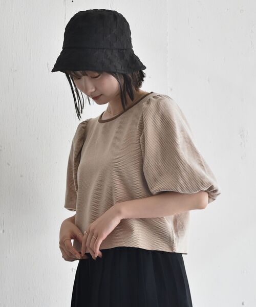 RETRO GIRL(レトロガール)の「ジャガード袖パフTee(Tシャツ/カットソー・レディース・イエロー/ブルー/ブラック・FREE)」の13枚目の写真