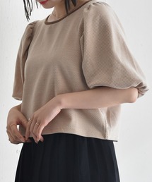 ジャガード袖パフTee