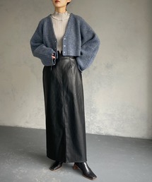 【&g’aime】センタースリットレザータイトスカート