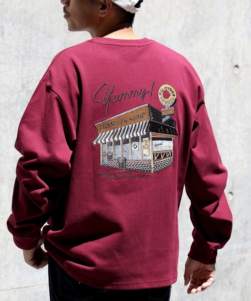 BACK NUMBER（バックナンバー）の「【BACK NUMBER】刺繍プリントロンＴ（Tシャツ/カットソー・メンズ・ワイン/ブラック×ブルー/ブラック/ネイビー/ホワイト/グリーン・M/XL/L）」の6枚目の写真