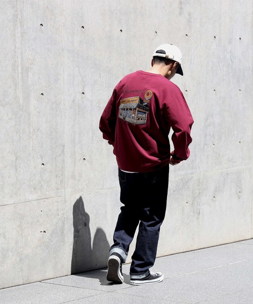 BACK NUMBER（バックナンバー）の「【BACK NUMBER】刺繍プリントロンＴ（Tシャツ/カットソー・メンズ・ワイン/ブラック×ブルー/ブラック/ネイビー/ホワイト/グリーン・M/XL/L）」の20枚目の写真