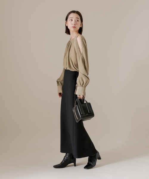 mline（エムライン）の「[mline] 切替ロングスカート（スカート・レディース・アイボリー/ブラック・1/2）」の3枚目の写真