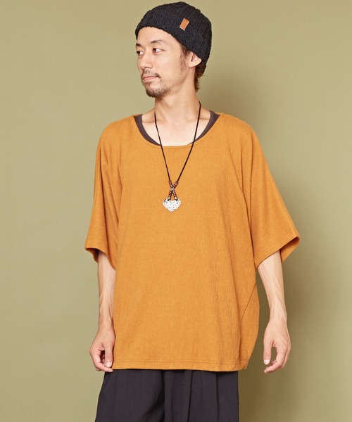 チャイハネ（チャイハネ）の「【チャイハネ】ソムニMEN'Sトップス インナータンクトップ付き（アンサンブル・メンズ・ブラック/ベージュ/ブラウン/グリーン/オレンジ/カーキ/パープル・FREE）」の3枚目の写真