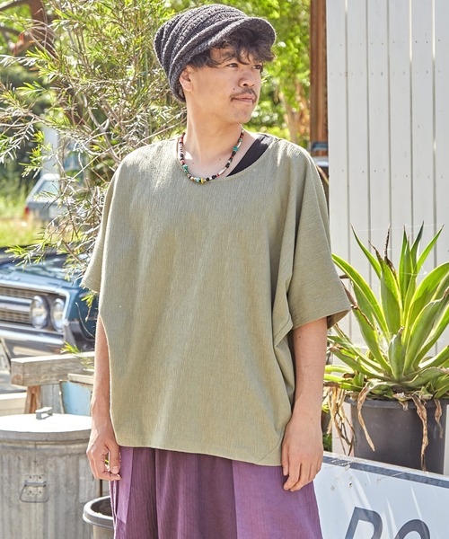 チャイハネ（チャイハネ）の「【チャイハネ】ソムニMEN'Sトップス インナータンクトップ付き（アンサンブル・メンズ・ブラック/ベージュ/ブラウン/グリーン/オレンジ/カーキ/パープル・FREE）」の4枚目の写真