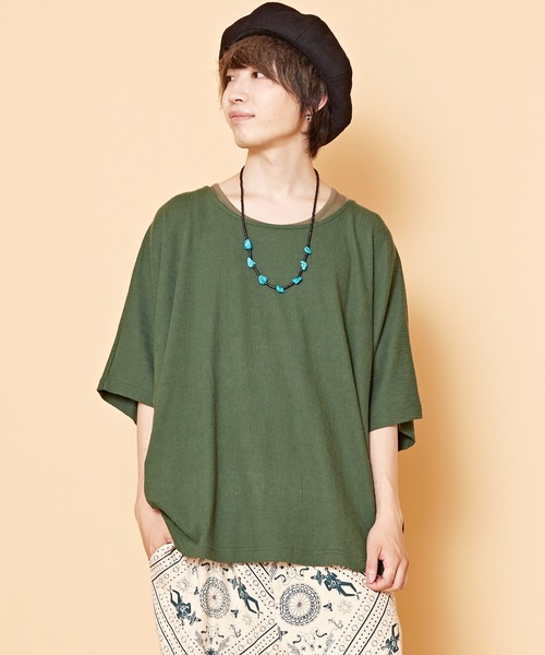 チャイハネ（チャイハネ）の「【チャイハネ】ソムニMEN'Sトップス インナータンクトップ付き（アンサンブル・メンズ・ブラック/ベージュ/ブラウン/グリーン/オレンジ/カーキ/パープル・FREE）」の5枚目の写真