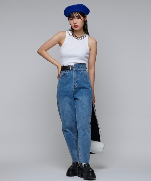 Narcissus（ナルシス）の「【Narcissus】ハイウエストベルトデニム（デニムパンツ・レディース・レインボー・FREE）」の2枚目の写真