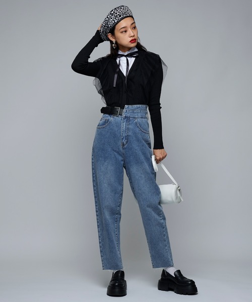 Narcissus（ナルシス）の「【Narcissus】ハイウエストベルトデニム（デニムパンツ・レディース・レインボー・FREE）」の14枚目の写真