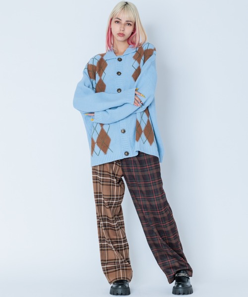 Candy Stripper（キャンディストリッパー）の「STAGGERED CHECK パンツ（その他パンツ・レディース・ネイビー/ブラウン/ブラック・2）」の19枚目の写真
