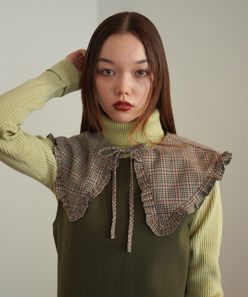 TINA：JOJUN（ティーナジョジュン）の「チェック柄 付け衿 TINA：JOJUN（付け襟・レディース・ブルー/ブラウン・M）」の2枚目の写真