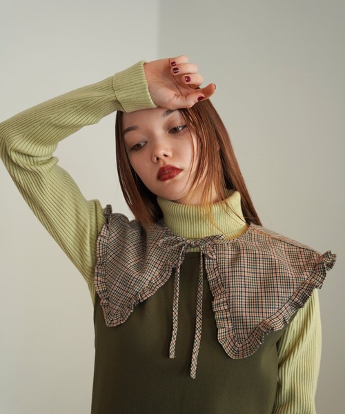 TINA：JOJUN（ティーナジョジュン）の「チェック柄 付け衿 TINA：JOJUN（付け襟・レディース・ブルー/ブラウン・M）」の7枚目の写真