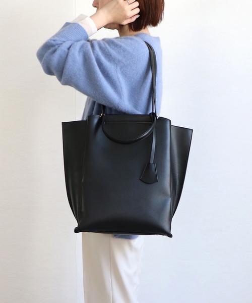 はんび　トートバッグ　ハンドメイド　ブラック　パープル A4フリルデザイン痛バッグ用トートバッグ(Black Limited) | 甘め