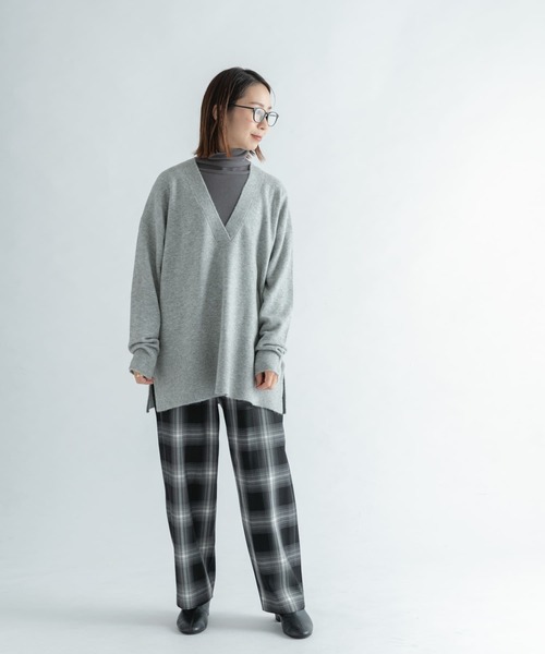 FORK&SPOON（フォークアンドスプーン）の「FORK&SPOON　TRストレートパンツ（その他パンツ・レディース・チェック/チャコールグレー・1/2）」の11枚目の写真