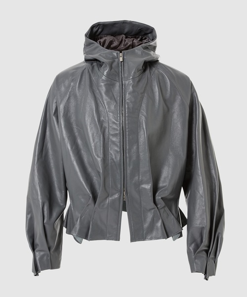 Omar Afridi（オマールアフリディ）の「PLEATED LEATHER HOODIE