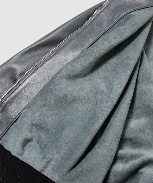 Omar Afridi(オマールアフリディ)の「PLEATED LEATHER HOODIE(ブルゾン・メンズ・ブラック/グレー・48)」の8枚目の写真
