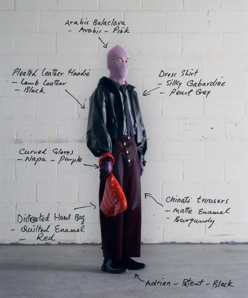 Omar Afridi(オマールアフリディ)の「PLEATED LEATHER HOODIE(ブルゾン・メンズ・ブラック/グレー・48)」の5枚目の写真