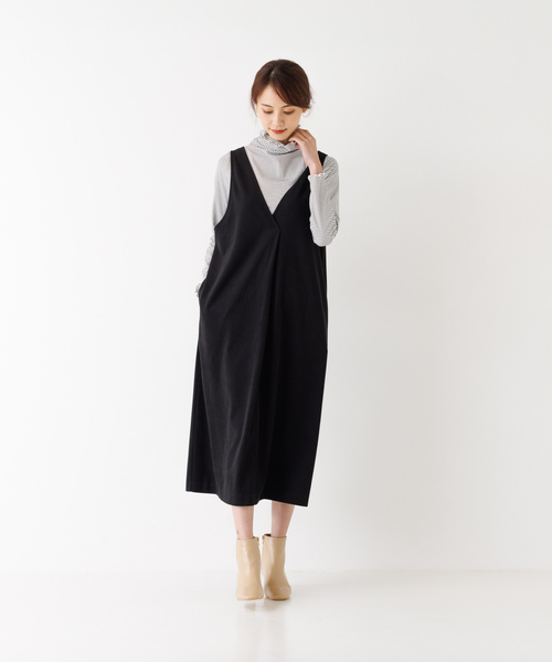 abahouse mavie（アバハウスマヴィ）の「カルゼジャージーワンピース（ワンピース・レディース・ブラック/アイボリー/セージグリーン・フリー）」の2枚目の写真