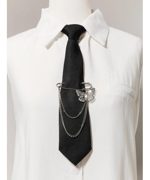 almo(アルモ)の「蝶の安全ピン付きネクタイ(BQ)(ネクタイ・レディース・ブラック・FREE)」の1枚目の写真