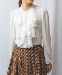 NARACAMICIE | 無地ジョーゼットフロントダブルフリルブラウス(シャツ/ブラウス)