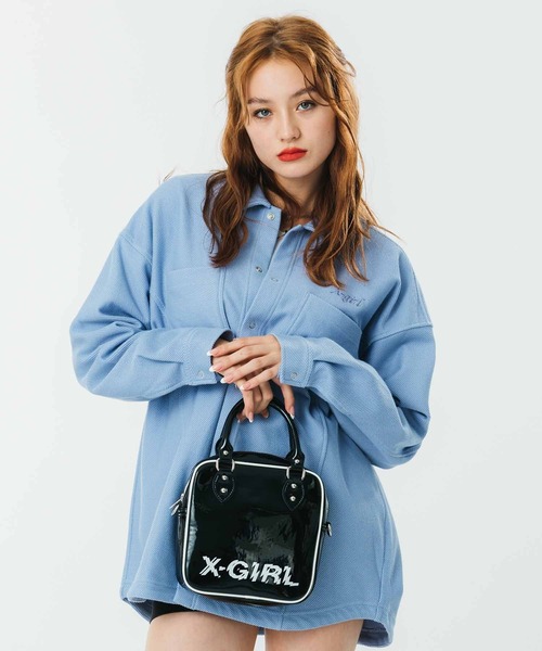 X-girl（エックスガール）の「ENAMEL 2WAY SQUARE SHOULDER BAG