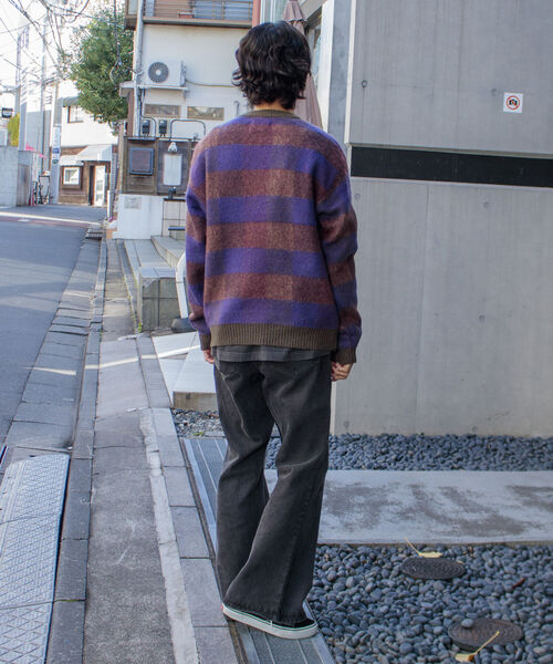 GLOSTER（グロスター）の「【GLOSTER ROAD/グロスターロード】モヘヤボーダーニットプルオーバー（ニット/セーター・メンズ・ベージュ系その他/パープル系その他・L/M）」の5枚目の写真