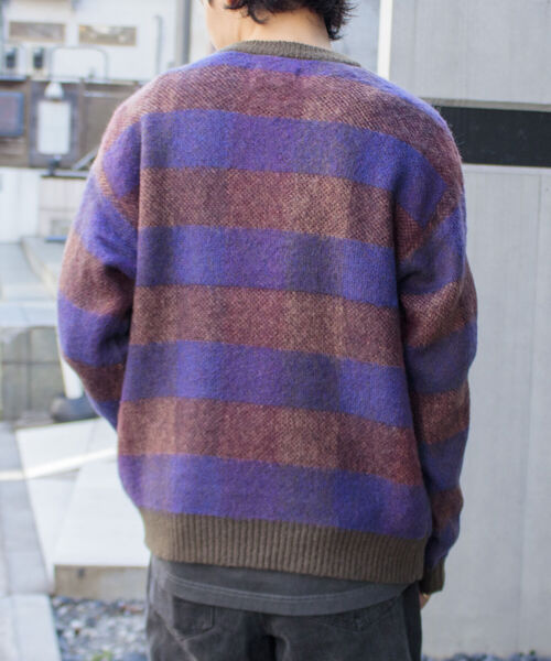 GLOSTER（グロスター）の「【GLOSTER ROAD/グロスターロード】モヘヤボーダーニットプルオーバー（ニット/セーター・メンズ・ベージュ系その他/パープル系その他・L/M）」の8枚目の写真