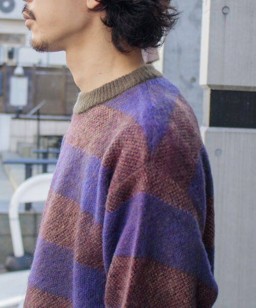 GLOSTER（グロスター）の「【GLOSTER ROAD/グロスターロード】モヘヤボーダーニットプルオーバー（ニット/セーター・メンズ・ベージュ系その他/パープル系その他・L/M）」の10枚目の写真
