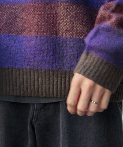 GLOSTER（グロスター）の「【GLOSTER ROAD/グロスターロード】モヘヤボーダーニットプルオーバー（ニット/セーター・メンズ・ベージュ系その他/パープル系その他・L/M）」の11枚目の写真