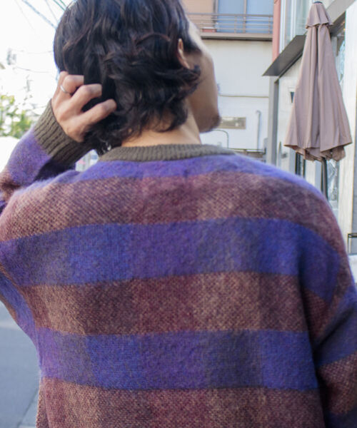 GLOSTER（グロスター）の「【GLOSTER ROAD/グロスターロード】モヘヤボーダーニットプルオーバー（ニット/セーター・メンズ・ベージュ系その他/パープル系その他・L/M）」の12枚目の写真