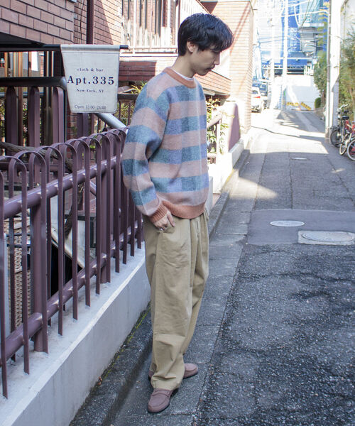 GLOSTER（グロスター）の「【GLOSTER ROAD/グロスターロード】モヘヤボーダーニットプルオーバー（ニット/セーター・メンズ・ベージュ系その他/パープル系その他・L/M）」の14枚目の写真