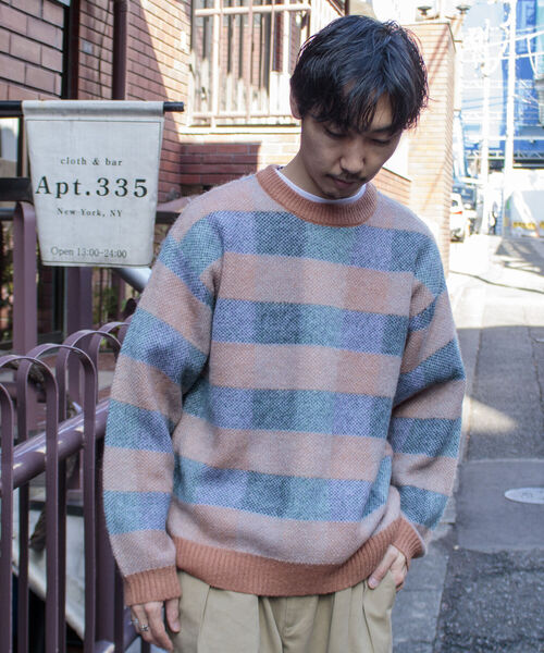 GLOSTER（グロスター）の「【GLOSTER ROAD/グロスターロード】モヘヤボーダーニットプルオーバー（ニット/セーター・メンズ・ベージュ系その他/パープル系その他・L/M）」の16枚目の写真