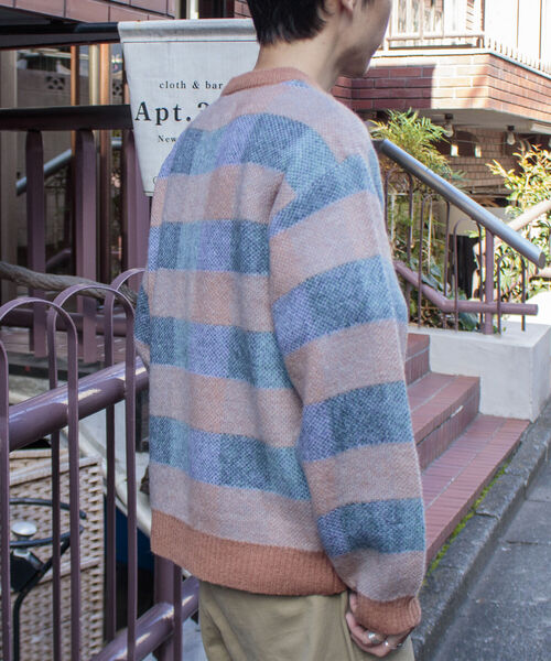 GLOSTER（グロスター）の「【GLOSTER ROAD/グロスターロード】モヘヤボーダーニットプルオーバー（ニット/セーター・メンズ・ベージュ系その他/パープル系その他・L/M）」の17枚目の写真