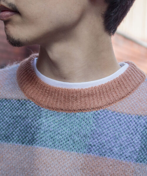 GLOSTER（グロスター）の「【GLOSTER ROAD/グロスターロード】モヘヤボーダーニットプルオーバー（ニット/セーター・メンズ・ベージュ系その他/パープル系その他・L/M）」の19枚目の写真