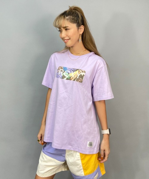 ROXY(ロキシー)の「ROXY/ロキシー ルーズシルエット/ボタニカルロゴ無地Tシャツ RST231099(Tシャツ/カットソー・レディース・ブラック×ブラック/ホワイト×ピンク/パープル系その他・S/M/L)」の5枚目の写真