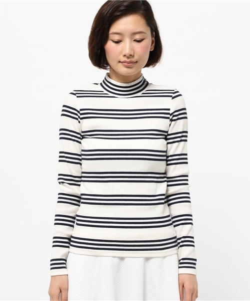 OUTLET（アウトレット）の「【CAPRICIEUX LE'MAGE】ボーダーリトルハイネックプルオーバー（Tシャツ/カットソー・レディース・ブルー系その他/ホワイト×グレー/ホワイト×ネイビー・FREE）」の9枚目の写真