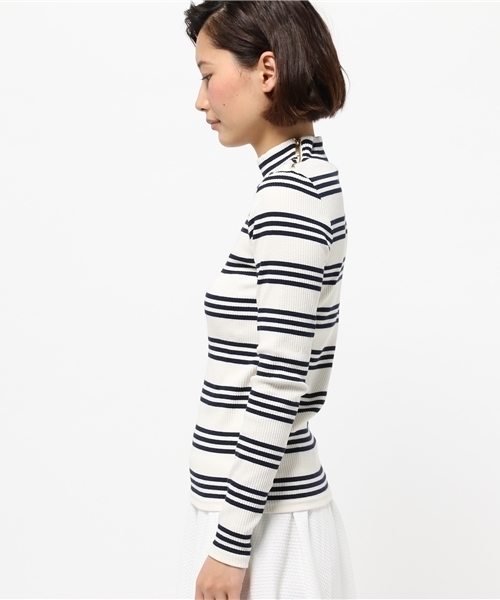 OUTLET（アウトレット）の「【CAPRICIEUX LE'MAGE】ボーダーリトルハイネックプルオーバー（Tシャツ/カットソー・レディース・ブルー系その他/ホワイト×グレー/ホワイト×ネイビー・FREE）」の10枚目の写真