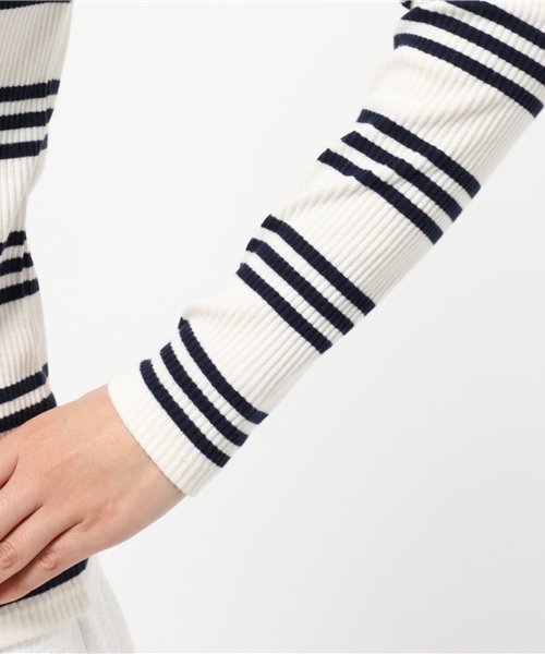 OUTLET（アウトレット）の「【CAPRICIEUX LE'MAGE】ボーダーリトルハイネックプルオーバー（Tシャツ/カットソー・レディース・ブルー系その他/ホワイト×グレー/ホワイト×ネイビー・FREE）」の6枚目の写真