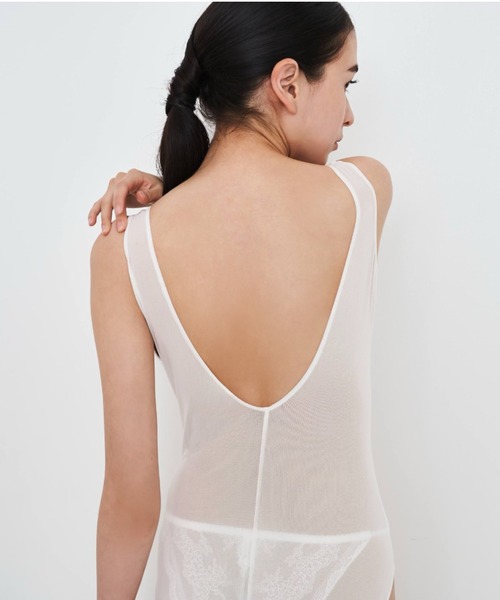 セール】バックオープン ストレッチ シアーボディスーツ Stretch Mesh