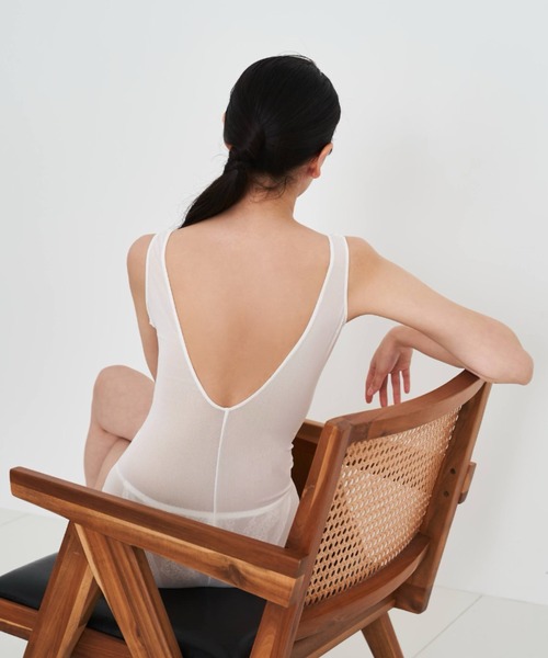 新品⭐️HONEY MI HONEYシアー バックオープン ボディスーツ sheer back open body suit