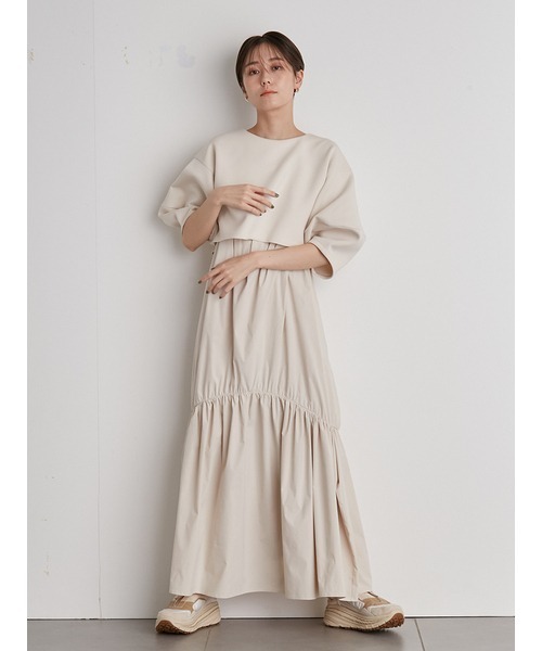 emmi(エミ)の「【emmi atelier】ダンボールトップスセットキャミワンピース(ワンピース・レディース・サックスブルー/ブラック/アイボリー・1/0)」の9枚目の写真