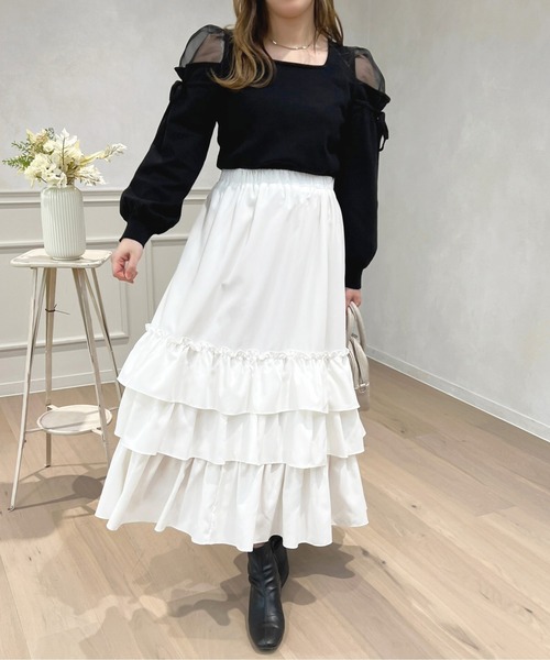 apres jour(アプレジュール)の「シアーオフショルドッキングニット【ZOZOTOWN限定アイテム】(ニット/セーター・レディース・ブラック/ピンクベージュ/アイボリー/ライトグレー・X-LARGE/フリー)」の12枚目の写真