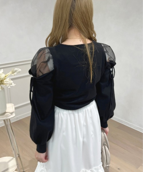apres jour(アプレジュール)の「シアーオフショルドッキングニット【ZOZOTOWN限定アイテム】(ニット/セーター・レディース・ブラック/ピンクベージュ/アイボリー/ライトグレー・X-LARGE/フリー)」の11枚目の写真