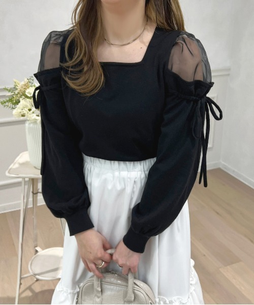 apres jour(アプレジュール)の「シアーオフショルドッキングニット【ZOZOTOWN限定アイテム】(ニット/セーター・レディース・ブラック/ピンクベージュ/アイボリー/ライトグレー・X-LARGE/フリー)」の9枚目の写真