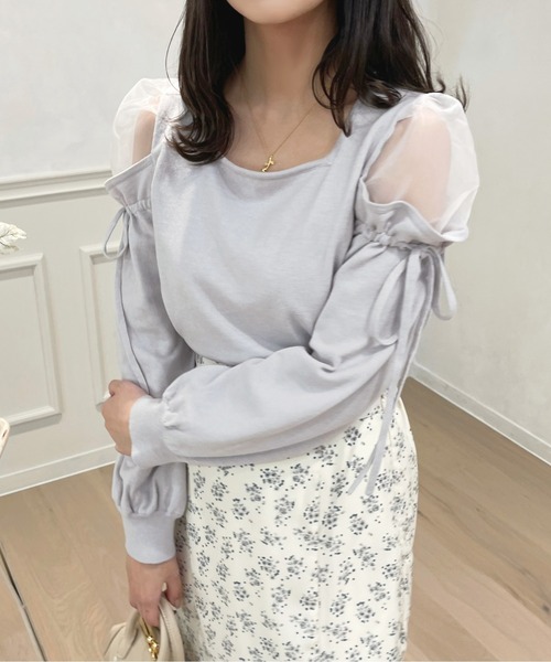 apres jour(アプレジュール)の「シアーオフショルドッキングニット【ZOZOTOWN限定アイテム】(ニット/セーター・レディース・ブラック/ピンクベージュ/アイボリー/ライトグレー・X-LARGE/フリー)」の16枚目の写真