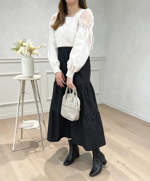 apres jour(アプレジュール)の「シアーオフショルドッキングニット【ZOZOTOWN限定アイテム】(ニット/セーター・レディース・ブラック/ピンクベージュ/アイボリー/ライトグレー・X-LARGE/フリー)」の8枚目の写真
