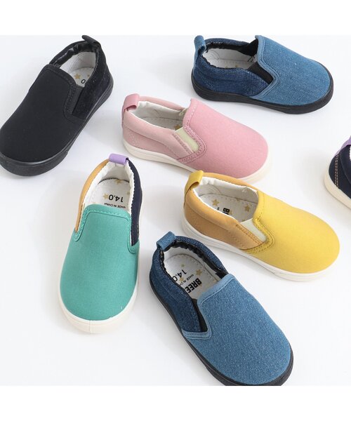 BREEZE(ブリーズ)の「カラフルスリッポン(スニーカー・キッズ・イエロー/レインボー/ブラック/インディゴブルー/ピンク・15 /19/17/16/18/14)」の6枚目の写真