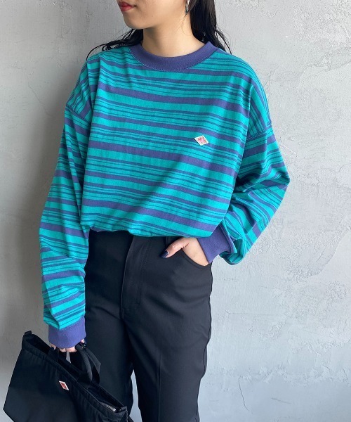 DANTON（ダントン）の「[DANTON/ダントン] スウェットライク ワンポイントロゴボーダーTシャツ（Tシャツ/カットソー・レディース・ネイビー/グリーン・L/XL/M）」の22枚目の写真
