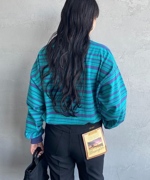 [DANTON/ダントン] スウェットライク ワンポイントロゴボーダーTシャツ DANTON/ダントン] スウェットライク ワンポイントロゴボーダーT