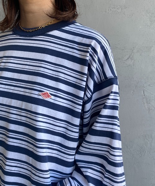 DANTON（ダントン）の「[DANTON/ダントン] スウェットライク ワンポイントロゴボーダーTシャツ（Tシャツ/カットソー・レディース・ネイビー/グリーン・L/XL/M）」の15枚目の写真